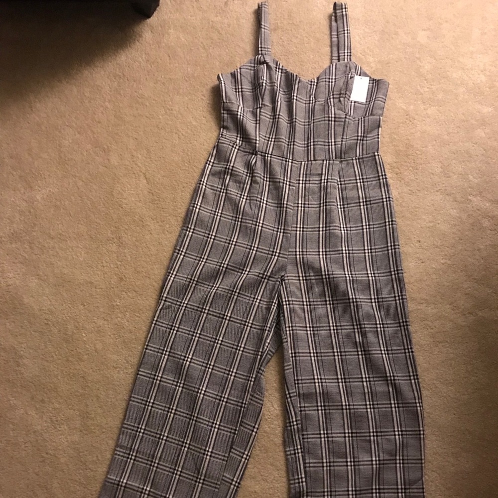 Wide strap wide crop leg jumpsuit